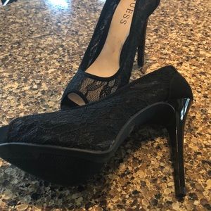 Guess Shoes - Gorgeous black lace peep toe heels Guess Shoes - Gorgeous black lace peep toe heels